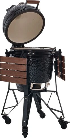 The Bastard Keramikgrill Classic Medium - Complete - Schwarz Glänzend - Modell 2023 -GrillWelt Verkäufe Bastard Grill Medium Complete Deckel offen BC203