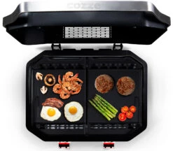 COZZE Plancha 600 / Plancha Grill Mit 2 Gusseisen Grillplatten -GrillWelt Verkäufe COZZE Plancha 600 2 Brenner Gasgrill Food Topview