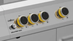 Grillfürst G521G 5-Brenner Edelstahl-Gasgrill Borussia Dortmund Edition Mit Hochtemperaturbrenner, Heckbrenner Und Gusseisen Rosten -GrillWelt Verkäufe G521 BVB Drehregler Bedienblende Dortmund Grill Edelstahl