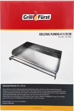Grillfürst Edelstahl Plancha / Grillplatte / Teppanyaki Pfanne Größe M - 41 X 28 Cm -GrillWelt Verkäufe Grillfuerst Edelstahl Plancha 21 003