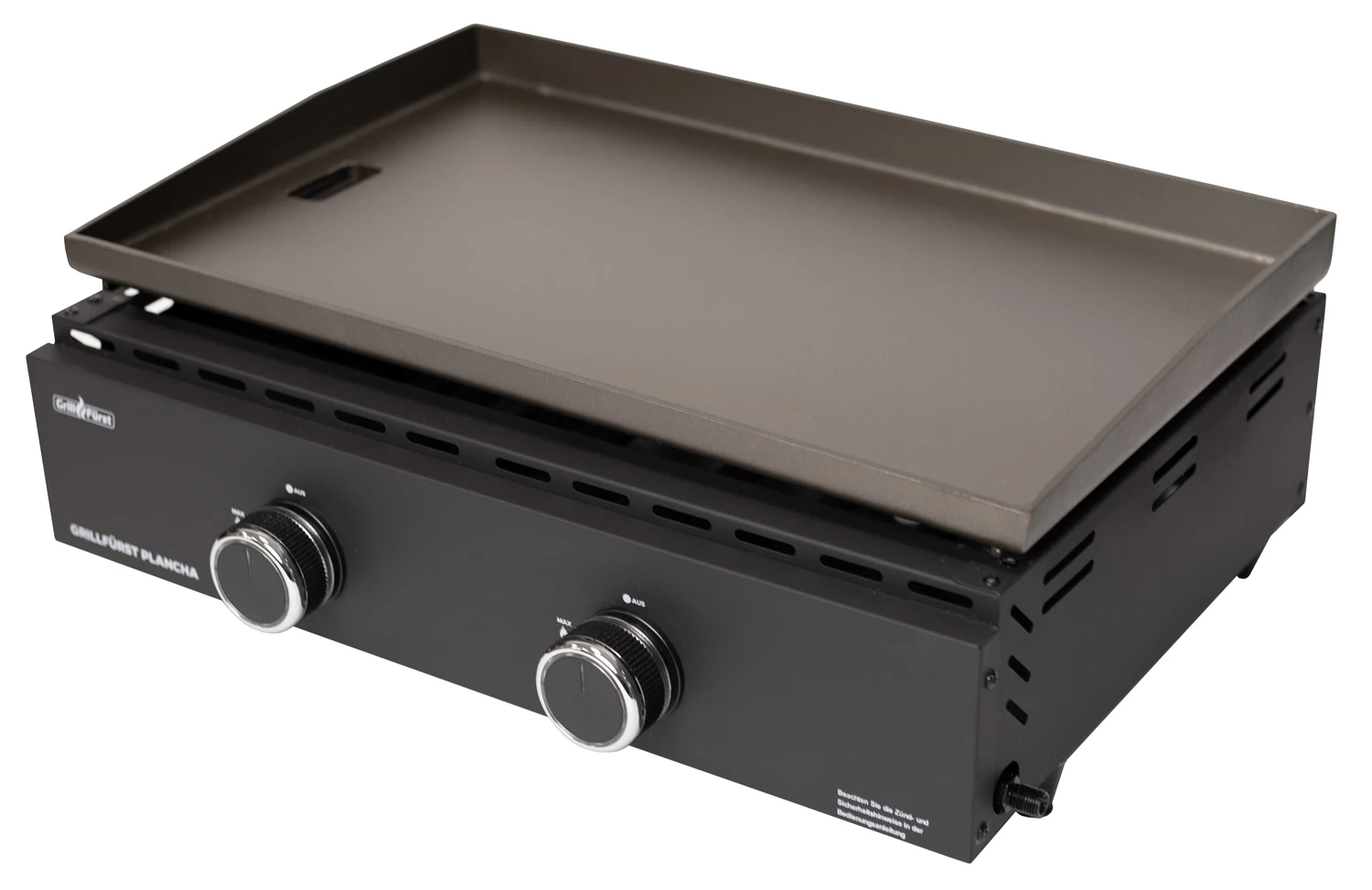 Grillfürst Plancha Grill - 2 Brenner Mit Insgesamt 7 KW Und Edelstahl Plancha - Inkl. 2 Stk. Plancha Spatel Und Grillzange 6 Grillfürst Plancha Grill - 2 Brenner Mit Insgesamt 7 KW Und Edelstahl Plancha - Inkl. 2 Stk. Plancha Spatel Und Grillzange – Bild 4
