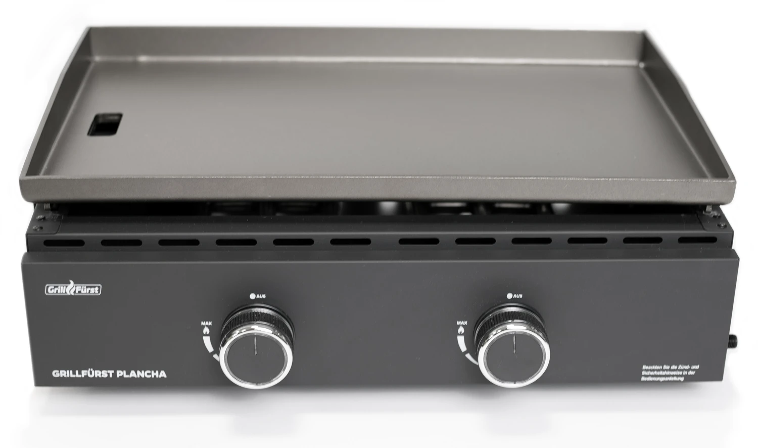 Grillfürst Plancha Grill - 2 Brenner Mit Insgesamt 7 KW Und Edelstahl Plancha - Inkl. 2 Stk. Plancha Spatel Und Grillzange 5 Grillfürst Plancha Grill - 2 Brenner Mit Insgesamt 7 KW Und Edelstahl Plancha - Inkl. 2 Stk. Plancha Spatel Und Grillzange – Bild 3