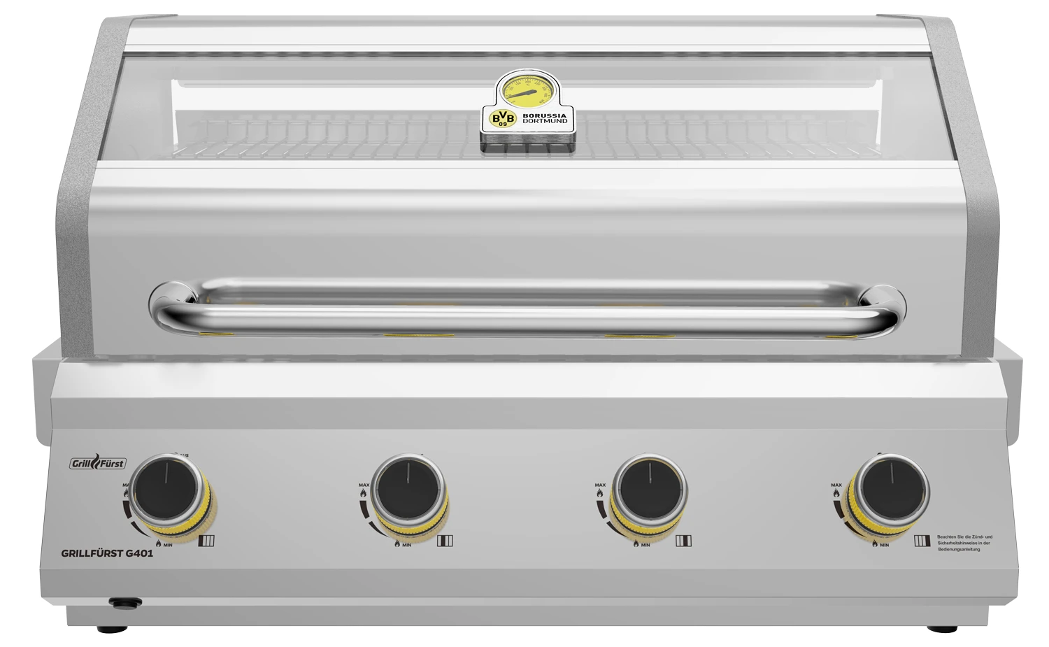 Grillfürst G401E Borussia Dortmund Edition 4-Brenner Edelstahl - Einbaugrill Mit Edelstahl Rosten 3 Grillfürst G401E Borussia Dortmund Edition 4-Brenner Edelstahl - Einbaugrill Mit Edelstahl Rosten