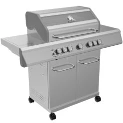 Grillfürst G521G 5-Brenner Edelstahl-Gasgrill Mit Hochtemperaturbrenner, Heckbrenner Und Gusseisen Rosten -GrillWelt Verkäufe Grillfuerst Gasgrill G521G seitlich