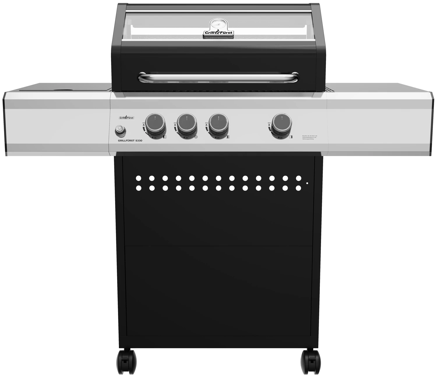 Grillfürst S330G 3-Brenner Gasgrill Mit Seitenkocher Und Gusseisen Rosten Inkl. Abdeckhaube 3 Grillfürst S330G 3-Brenner Gasgrill Mit Seitenkocher Und Gusseisen Rosten Inkl. Abdeckhaube