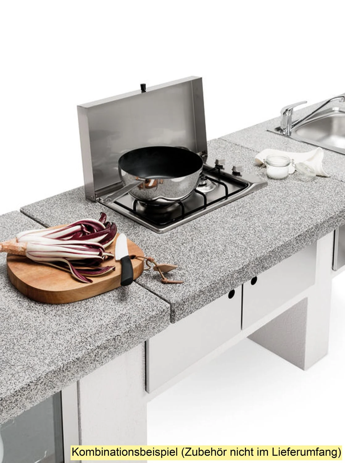 Palazzetti Gartenküche: Modul: 2- Flammige Gaskochstelle Mit Edelstahl Abdeckung, Marmortech Grau 3 Palazzetti Gartenküche: Modul: 2- Flammige Gaskochstelle Mit Edelstahl Abdeckung, Marmortech Grau