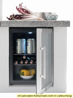 Palazzetti Outdoor Küche: Modul Schrank - Granit Grau - Inkl. Montagematerial -GrillWelt Verkäufe Palazzetti Outdoorkueche Schrank mit Kuehlschrank