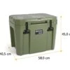 Petromax Kühlbox 25 Liter Oliv - Inkl. Sitzkissen, Haft-Unterlage Und Einsatzkorb 1 Petromax Kühlbox 25 Liter Oliv - Inkl. Sitzkissen, Haft-Unterlage Und Einsatzkorb -GrillWelt Verkäufe Petromax Kuehlbox kx25 oliv Abmessungen aussen