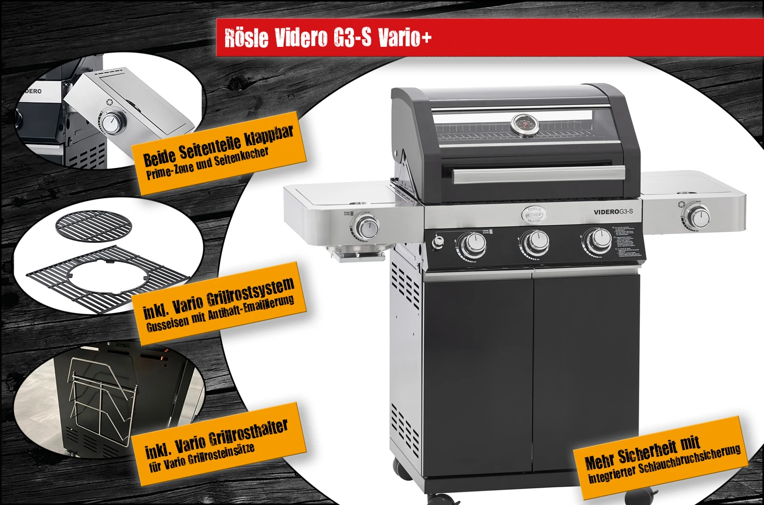 Rösle Gasgrill Videro G3-S VARIO+ Schwarz - Modell 2023 3 Rösle Gasgrill Videro G3-S VARIO+ Schwarz - Modell 2023
