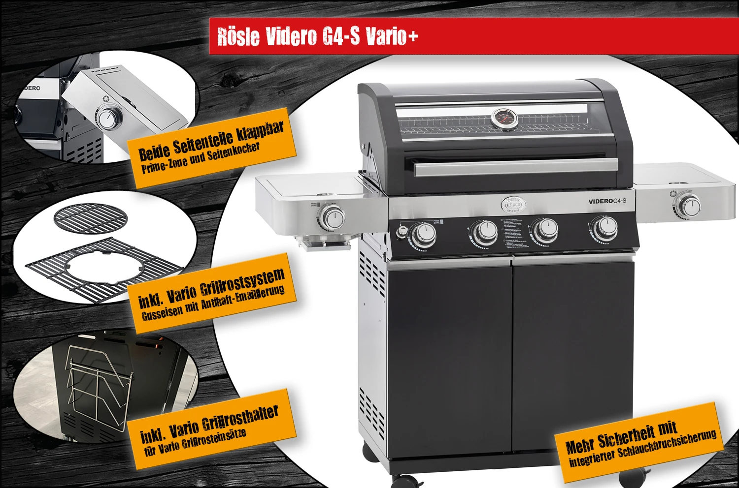 Rösle Gasgrill Videro G4-S VARIO+ Schwarz - Modell 2023 - X-DEAL Inkl. Abdeckhaube Und Grillplatte 6 Rösle Gasgrill Videro G4-S VARIO+ Schwarz - Modell 2023 - X-DEAL Inkl. Abdeckhaube Und Grillplatte – Bild 4