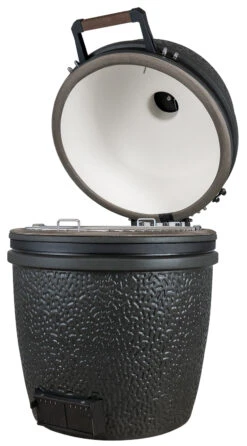 The Bastard Keramikgrill VX Large - Solo - Schwarz Matt - Modell 2023 -GrillWelt Verkäufe The Bastard VX Keramikgrill Large Solo offen rechts